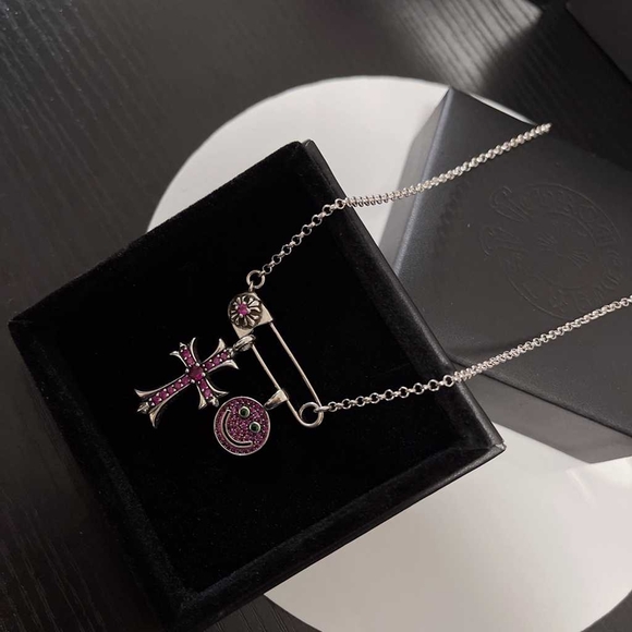 Chrome Hearts Other - chrome hearts pink smiley cross necklace